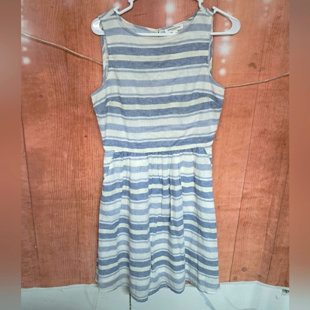 Beach Lunch Lounge striped dress blue and white size XS linen blend